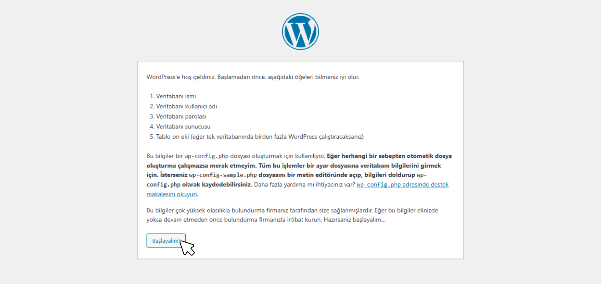 WordPress site kurma: WordPress kurulum sihirbazı