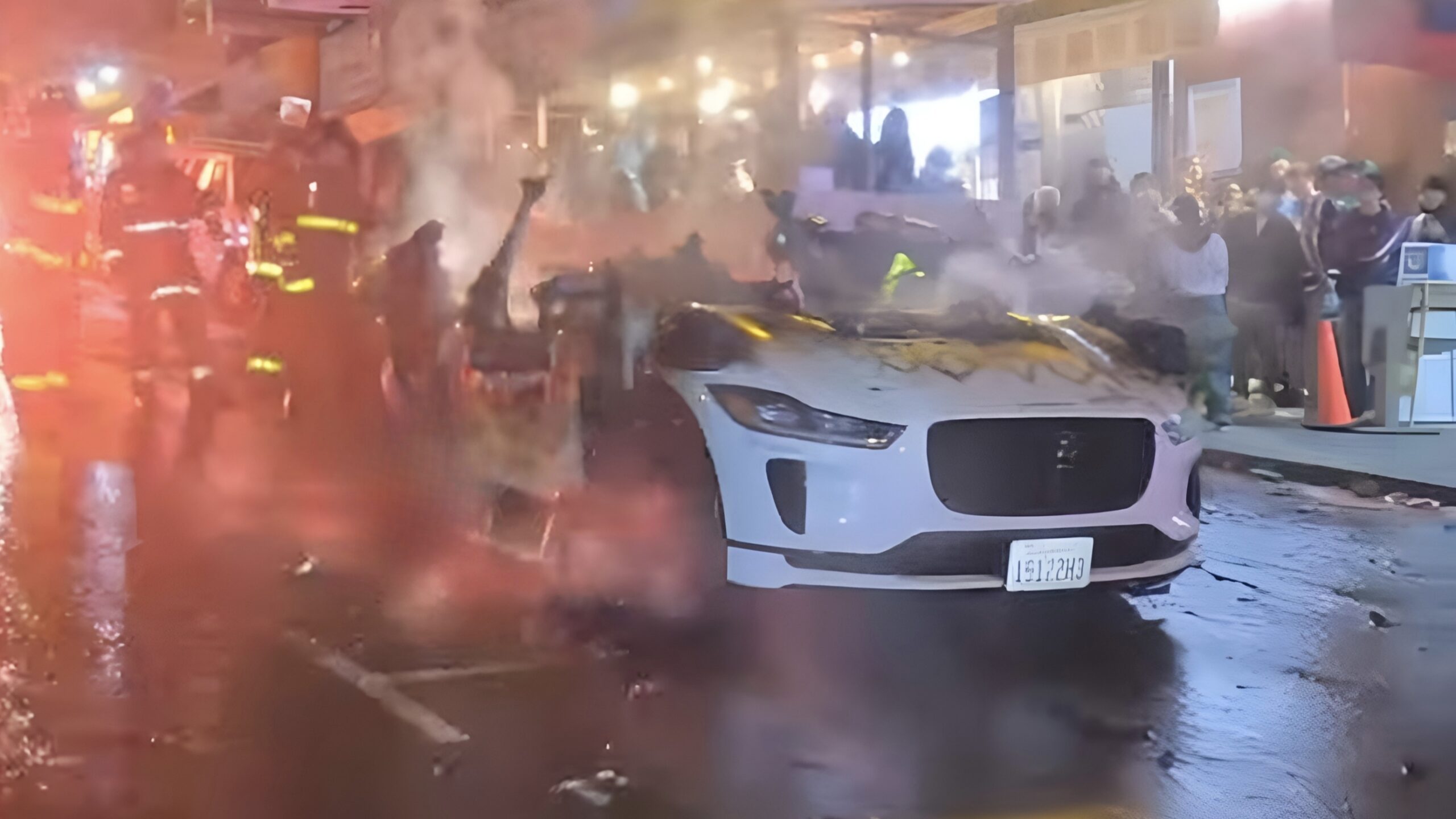 They destroyed the autonomous taxi and set it on fire!