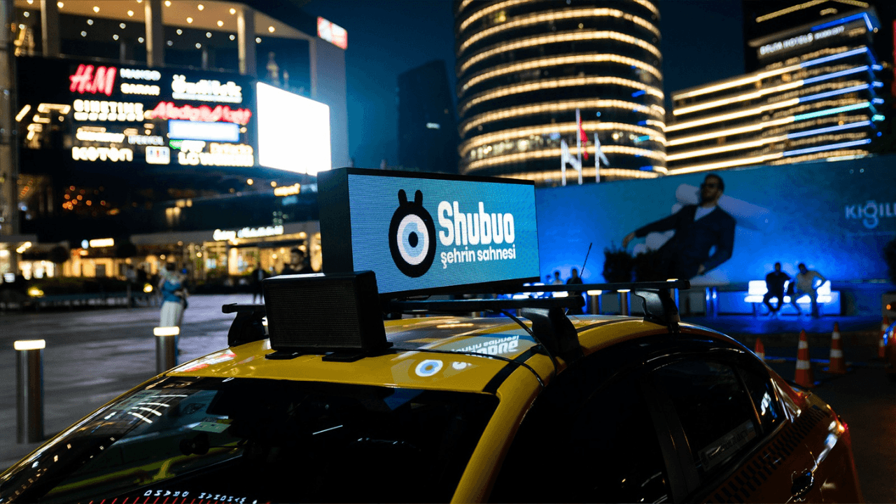 Shubuo, an outdoor advertising medium integrated into taxis, of which Mert Fırat is one of the founders.